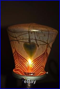 Art Nouveau Jugendstil Era Iridescent Loetz/Kralik Art Glass Candle/Desk Lamp