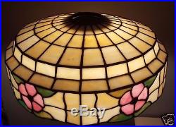 Art Nouveau Leaded Floral Stained Glass Lamb Bros Table Lamp NR