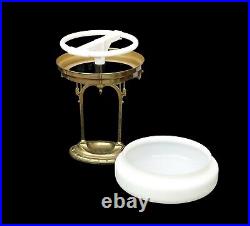 Art Nouveau Table Lamp with White Glass Shade Brass (#14486)