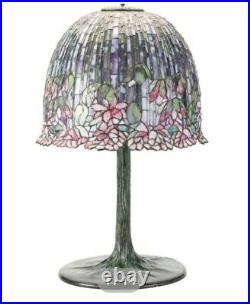 Art Nouveau Tiffany Style Pond Lily Stained Slag Glass Table Lamp Floral