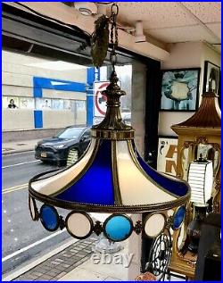 Art Nouveau Tiffany Style Stained Glass Carnival Circus Hanging Light Chandelier