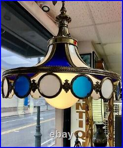 Art Nouveau Tiffany Style Stained Glass Carnival Circus Hanging Light Chandelier