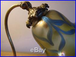 Art Nouveau solid brass boudoir lamp withLoetz shade PN II-2/677