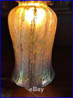 Art glass steuben quezal shade victorian bradley hubbard handel era desk lamp nr