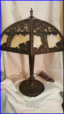 Art nouveau slag glass Lampshade&lamp base. PU only. CLIFTON Nj