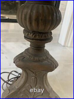 Art nouveau slag glass lamp table Antique Heavy