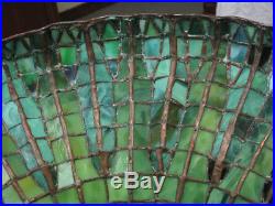 Artisan Leaded Glass Lamp With Lotus Style Shade Hand Crafted Art Nouveau