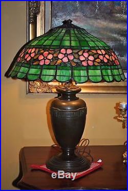 Arts&Crafts, Art Nouveau Era Double Signed Handel Leaded Stained Slag Glass Lamp