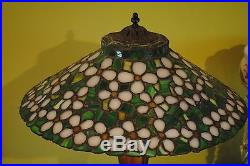 Arts &Crafts, Art Nouveau Handel, B&H, Miller Era Leaded Stained Slag Glass Lamp