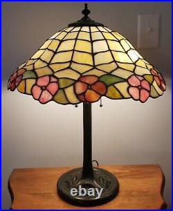 Arts & Crafts Chicago Mosaic or Lamb Brothers Leaded Slag Glass Table Lamp