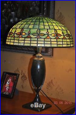 Arts&Crafts Era Tiffany Studios FLEUR DE LIS Leaded Stained Slag Glass Lamp