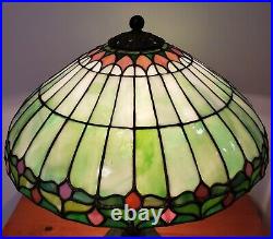 Arts & Crafts Leaded Slag Stained Glass Lamp by Suess Handel Tiffany Era