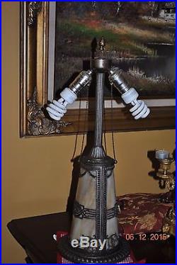 Arts & Crafts, Nouveau, B&H, Miller, Handel Era Lighthouse Leaded Slag Glass Lamp
