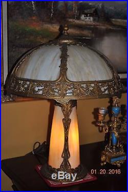 Arts&Crafts, Nouveau, B&H, Miller, Handel Era Lighthouse Leaded Slag Glass Lamp #2