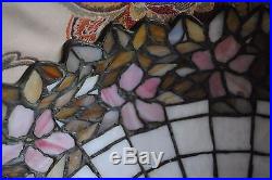Arts& Crafts, Nouveau Era Handel Leaded Opalescent Stained Slag Glass Lamp Shade