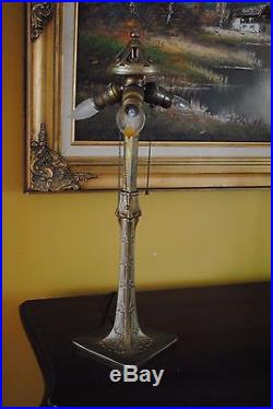 Arts & Crafts, Nouveau Era Handel Leaded Slag Glass Lamp