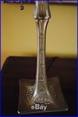 Arts & Crafts, Nouveau Era Handel Leaded Slag Glass Lamp