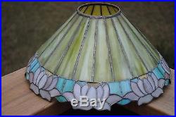Arts & Crafts, Nouveau Handel/Unique Co. Era Leaded Stained Slag Glass Lamp Shade