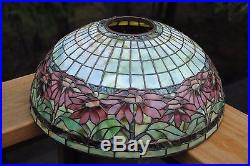 Arts&Crafts, Nouveau Tiffany Studio Ponsetia Style Leaded Stained Slag Glass Lamp