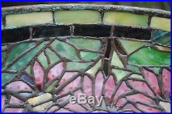 Arts&Crafts, Nouveau Tiffany Studio Ponsetia Style Leaded Stained Slag Glass Lamp