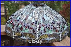Arts & Crafts, Nouveau Tiffany Studios Style Leaded Stained Slag Glass Lamp Shade
