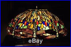 Arts & Crafts, Nouveau Tiffany Studios Style Leaded Stained Slag Glass Lamp Shade