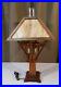 Arts & Crafts Oak & Slag Glass Mission W. B. Brown Style Table Lamp
