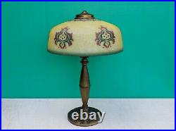 Arts & Crafts Pittsburgh Textured Obverse Painted 14 Shade Lamp c1920s