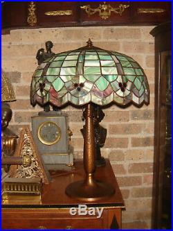 Arts & Crafts Signed Leaded Glass Handel Lamp