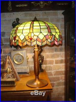 Arts & Crafts Signed Leaded Glass Handel Lamp