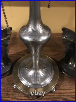 Arts Crafts Vintage Antique Art Glass Pairpoint Lamp Bradley Hubbard Handel Era