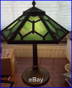 Arts & Crafts period Slag Glass Overlay Table Lamp