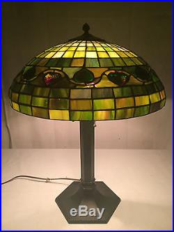 Arts crafts mission design slag glass leaded lamp light no reserve