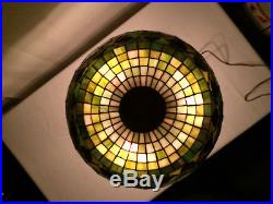 Arts crafts mission design slag glass leaded lamp light no reserve