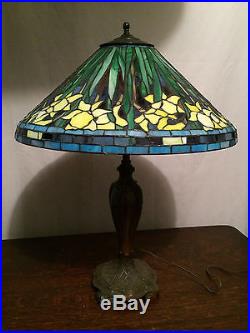 Arts crafts mission leaded stained slag glass leaded lamp nr