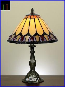 Artwork Tiffany Red Diamond Stained Glass Art Deco Table Lamp