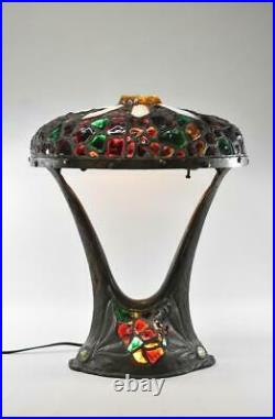 Austrian Art Nouveau Chunk Glass Table Lamp