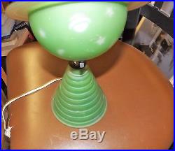 Authentic Art Deco Saturn Light green Painted Glass Lamp from 1939-Working