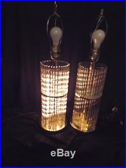 Awsome Pair Of Vintage Art Deco/modern Glass Rods Lamps-they Work