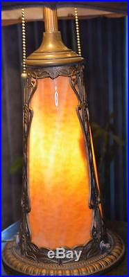 Beautiful Vintage Art Nouveau Slag Glass Lamp