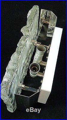 BIG J. T. KALMAR AUSTRIA midcentury ice glass WALL LAMP 60´s sconce fontana arte