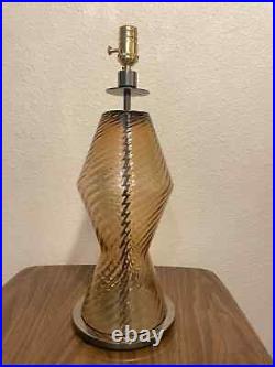 Barovier & Toso'Vania' Murano Glass Table Lamp Brown Gold MCM Italy