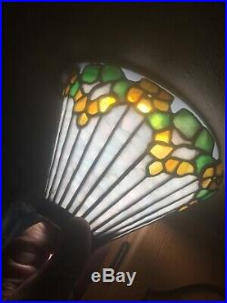 Bigelow & Kennard Lamp Slag Glass Leaded Shade Arts Crafts Handel Lamp Era