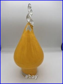 Blown Art Glass Lemon Yellow Table Lamp Rare