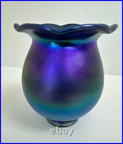 Blue Aurene Art Glass Shade Table or Desk Lamp Globe