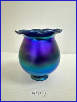 Blue Aurene Art Glass Shade Table or Desk Lamp Globe