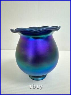 Blue Aurene Art Glass Shade Table or Desk Lamp Globe