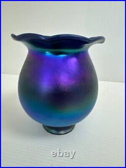 Blue Aurene Art Glass Shade Table or Desk Lamp Globe