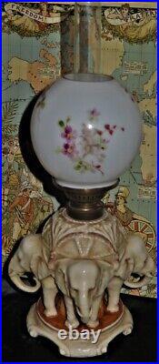 Blue DQMP Rare Art Glass Antique Miniature Peg Oil Lamps MINT