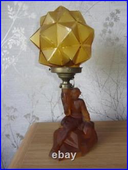 Bohemian Art Deco Amber Glass Rotterdam Amber Lamp Walther and Sohne
